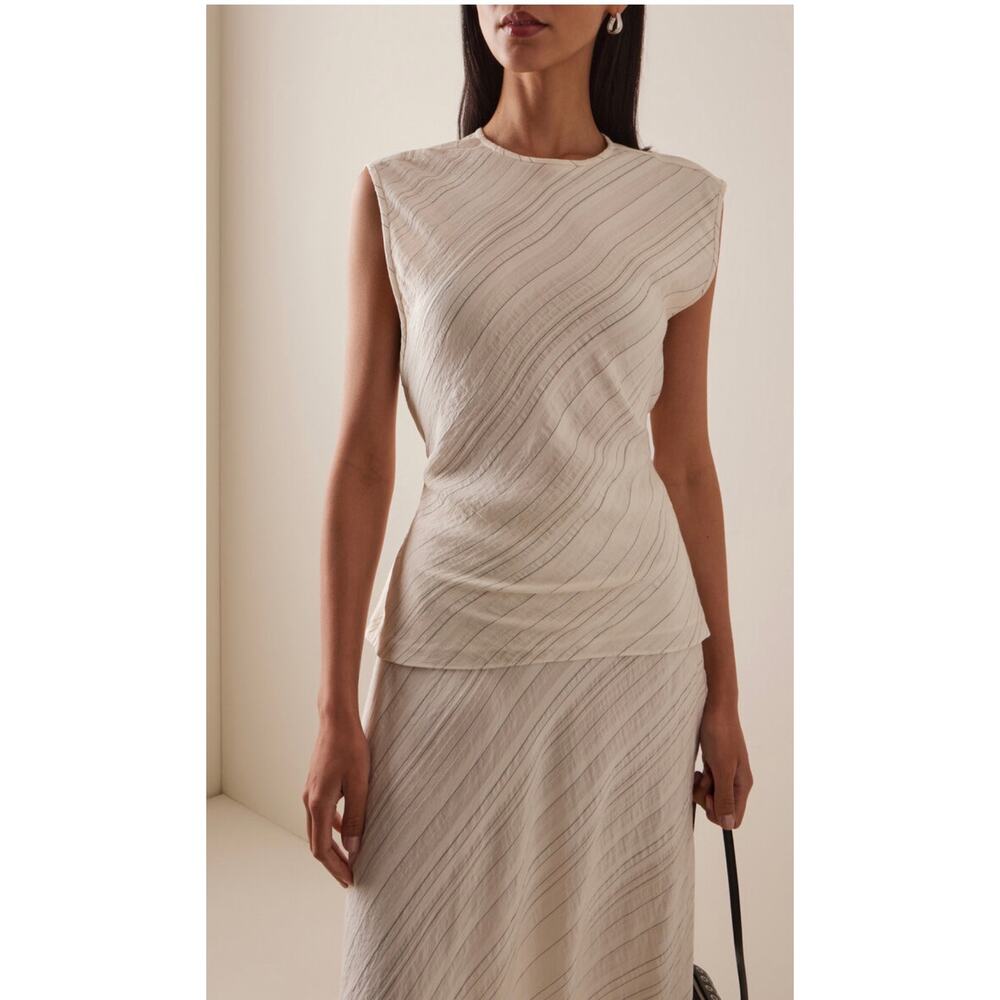 Proenza Schouler Trina Stripe Tie Top in Chalk Black 2